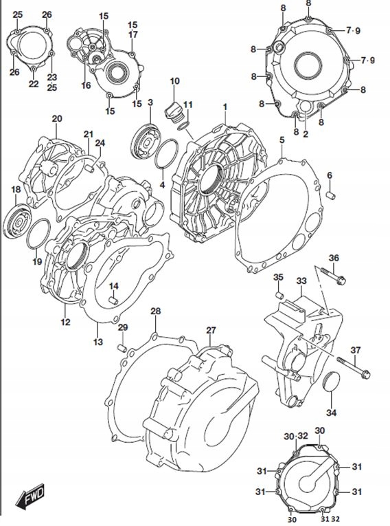 USZCZELKA POKRYWY ROZRUSZNIKA ÓSEMKA SUZUKI GSXR (OEM