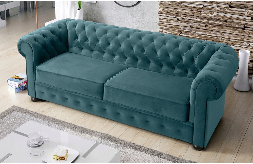 Sofa Rozkładana Kanapa Tkanina Velvet Chesterfield 7771186111 - Allegro.pl