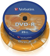 VERBATIM DVD-R 4,7GB 16x AZO Wwa 25 szt Niezawodne