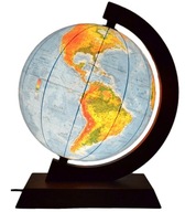 Globus 320 2w1 Podświetlany DREWNO Strefy czasowe APKA drewniana oprawa