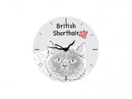 Britská krátkosrstá mačka Stojace hodiny s grafikou