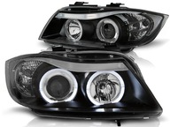 Фары bmw e90 e91 05-08r angel eyes кольца black - фото