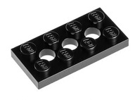 LEGO Płytka z dziurkami 2x4 3709b czarna - 2 szt.