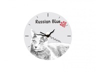 Mačka ruská modrá Stojace hodiny s grafikou MDF