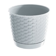 Kvetináč + podstavec RATTAN 30x26cm DRLO300 biely