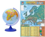 GLOBUS POLITYCZNY 160mm + Europa - mapa fizyczna