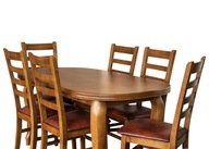 Zostava do obývačky: Stôl +6x stolička Prírodná koža