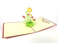 Slnečnicové kvety, 3D pohľadnica, Deň žien, Leto