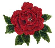 Nášivka červená ruža výšivka aplikácia KVET - 13cm