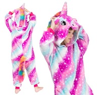JEDNOROŽEC Galaxy Detské pyžamo Kigurumi Onesie Kombinéza Kostým 134