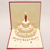 Tort Urodzinowy z Jedną Świeczka Kartka 3d Prezent