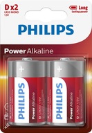 Alkalická batéria Philips D (R20) 2 ks