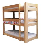 Łóżko piętrowe dziecięce 3 OSOBOWE 3 materace160x80 cm MASYWNE