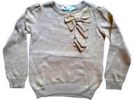 H&M sweterek cienki złoty 98 104 2-4 kokardka