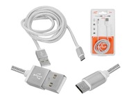 Kabel USB - Micro USB 1m, Srebrny Doskonała Jakość