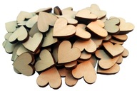 DREWNIANE SERCA serduszka 10cm 50szt serce Wesele komplet dekoracji drewno
