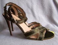 BUTY DAMSKIE SZPILKI SATYNOWE KHAKI 39 PRIMARK