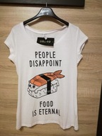 T-SHIRT damski biały, napisy CROPP rozm S