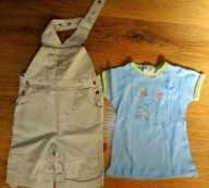 B11 - ogrodniczki dla chłopca i T-shirt roz. 74