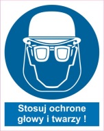 Naklejka PIKTOGRAM BHP, stosuj ochronę głowa twarz