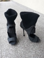 DONNA KARAN nr 37-38 czarne sexi botki skóra nowe