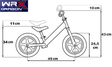 АЛЮМИНИЕВЫЙ беговел с колесами 10 дюймов Milly Mally DRAGON WRX Blue + ТОРМОЗ