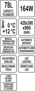 YATO YG-05057 WITRYNA CHŁODNICZA 78L SREBRNA