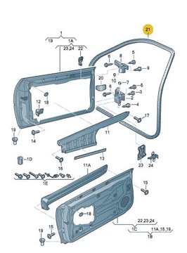 Внутренний уплотнитель передней двери Audi A3 5-дверный