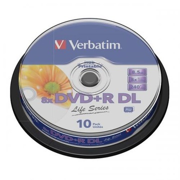 VERBATIM DVD+R DL 8,5 ГБ ДЛЯ ПЕЧАТИ 10 шт.