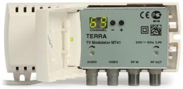 ТВ модулятор УВЧ TERRA MT-41 каналов 21-69 3xRCA