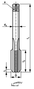 Метчик UNC 5/16 -18 дюймов 3c ручной HSS DIN 352