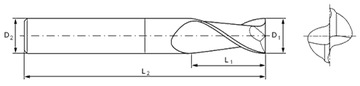 Карбид -резак VHM 2P 3 мм сцепление 3 мм Tialn 50HRC CNC