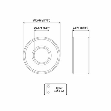 R2-5 ZZ Łożysko kulowe 5/16 x 1/8 x 9/64