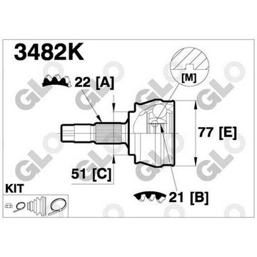 ШРУС НАРУЖНЫЙ FIAT STILO IDEA PUNTO II 1.2 1.4