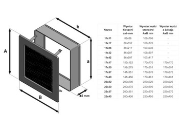 КАМИННАЯ РЕШЕТКА 11x24, ЗЕРНИСТАЯ INOX