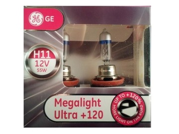 ЛАМПОЧКА GE H11 MEGALIGHT ULTRA +120% НАБОР ИЗ 2 ШТ.