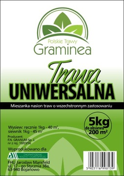 Trawa Uniwersalna Gazonowa Graminea 20KG Nasiona