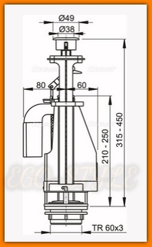 СЛИВНОЙ КЛАПАН ДЛЯ Унитаза 3/6 Л ROCA Hybner KFA Cersanit BELL A08A ALCA