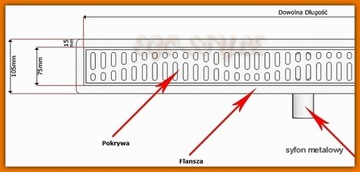 Линейный слив KESMET 90 см, встроенный, стальной сифон