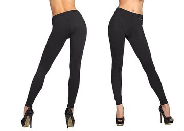 Eleganckie Spodnie Damskie Legginsy Getry Wysoki Stan RENNOX 142 XXL czarne