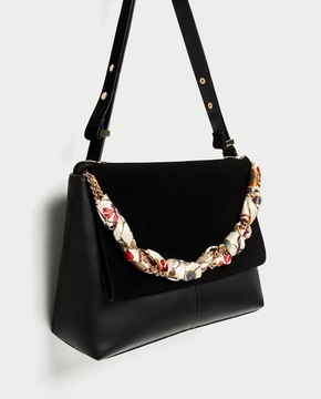 Сумка-мессенджер ZARA, шарф, черный 8061/204