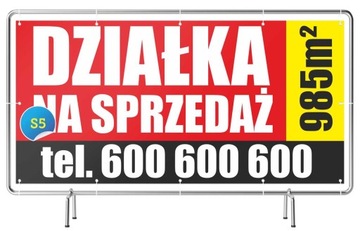 Baner reklamowy 2x1m Sprzedam Wynajmę Kupię DOM/Działkę Mieszkanie Wzory