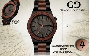 Деревянные часы Giacomo Design GD085 4 ДИЗАЙНА