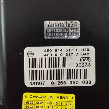 AUDI A8 POMPA ABS 4E0998375A 4E0614517CC GWARANCJA