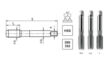 Набор метчиков DIN-352/3 1/2-13 UNC 2B HSS A1-230001-4131 Fanar