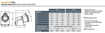 Gniazdo stałe siłowe 16A 4P ECO FAMATEL 23399