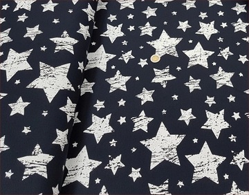 Ткань для толстовки STARS MIX WHITE ON NAVY BLUE -FQ