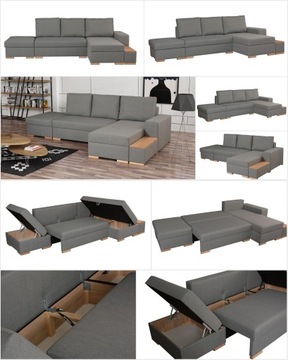 NAROŻNIK SOFA MASSIMO Z7 SPANIE 3x POJEMNIK PÓŁKA