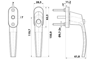 Klamka z przyciskiem Victory Brąz RAL 8019