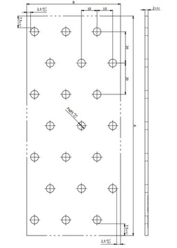 PP10 ПЛОСКИЙ СОЕДИНИТЕЛЬ ПЕРФОРИРОВАННАЯ ПЛАСТИНА OC 80x240